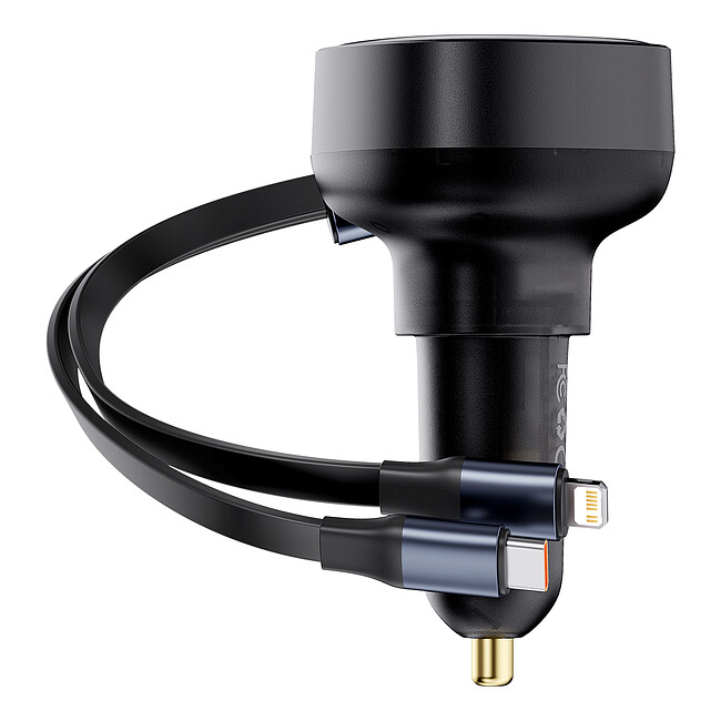Автомобильное зарядное Baseus Enjoyment Pro C+Retractable C Cable 60W Cluster Black (C00057802111-00)