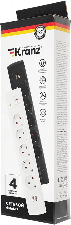 Сетевой фильтр Kranz 13-4700 белый