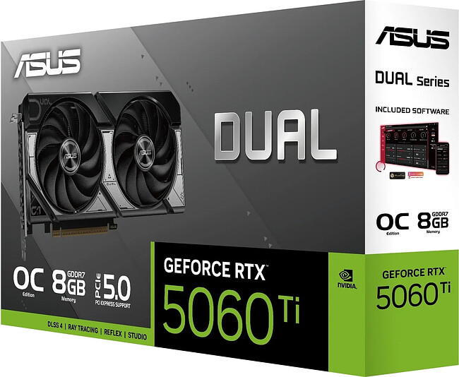 Видеокарта Asus Dual GeForce RTX 5060 Ti 8GB GDDR7 OC Edition DUAL-RTX5060TI-O8G (90YV0MP2-M0NA00)