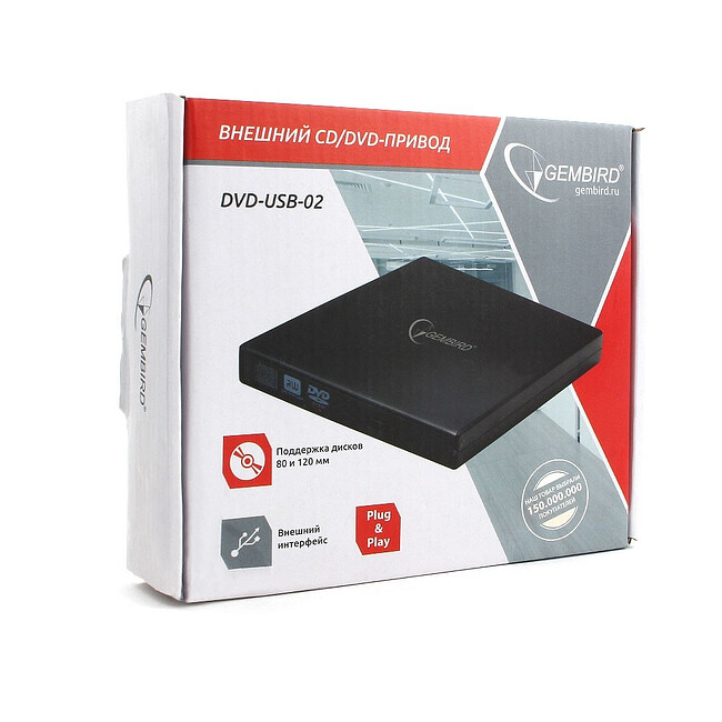 Оптический привод Gembird DVD-USB-02 Black