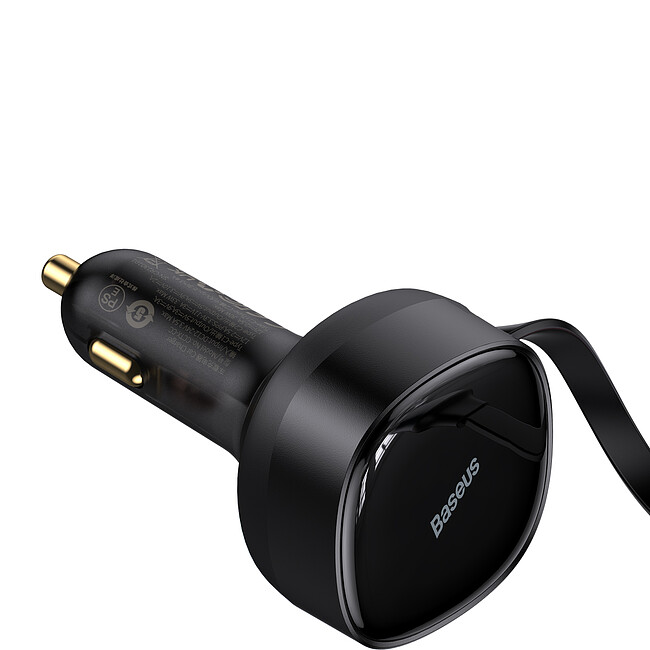 Автомобильное зарядное Baseus Enjoyment Retractable 2-in-1+C 33W Black (C00035500111-00)