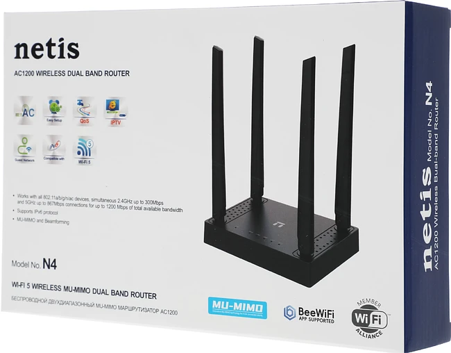 Роутер беспроводной Netis N4 черный