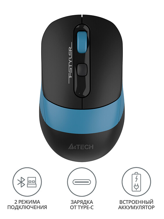 Мышь A4Tech Fstyler FB10C черный/синий