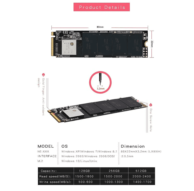 SSD диск Kingspec 256Gb M.2 2280 (NE-256)