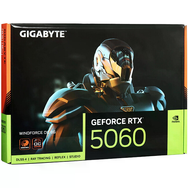 Видеокарта GigaByte GeForce RTX 5060 Windforce OC 8G GDDR7 (GV-N5060WF2OC-8GD)