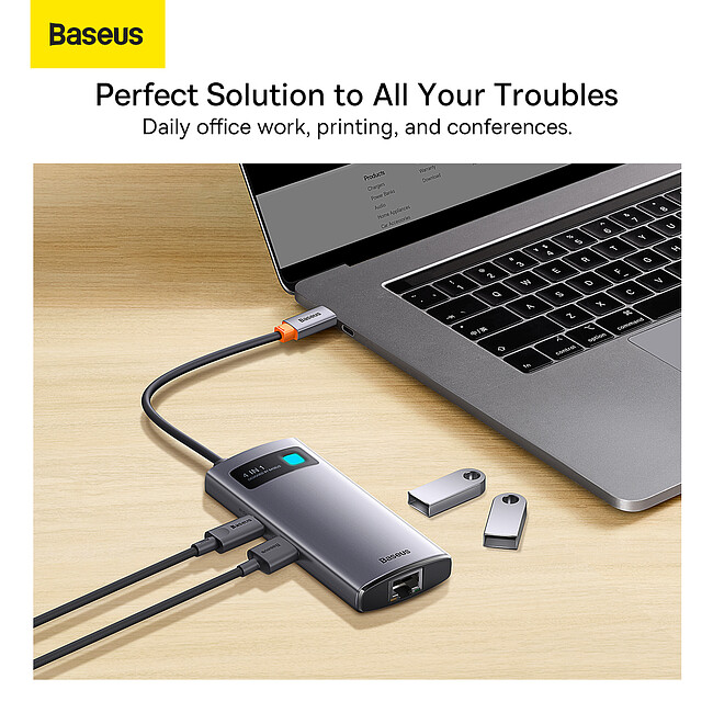 Док-станция Baseus Metal Gleam Series 4-in-1 (WKWG070113)