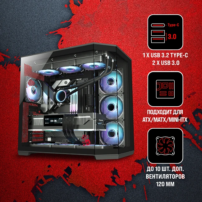 Корпус Bloody BD-CC109 черный без БП (BD-CC109-BK)