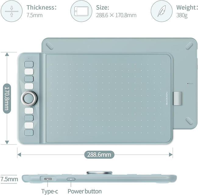 Графический планшет Gaomon WH851 Grayish Green