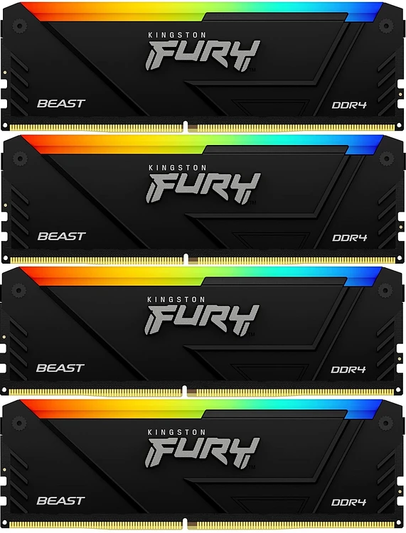 Оперативная память Kingston Fury Beast RGB 4x16GB DDR4 Black (KF432C16BB2AK4/64)