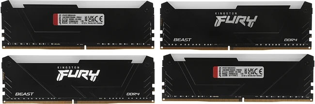 Оперативная память Kingston Fury Beast RGB 4x16GB DDR4 Black (KF432C16BB2AK4/64)