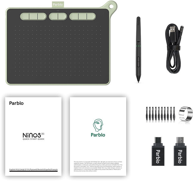 Графический планшет Parblo Ninos M Green
