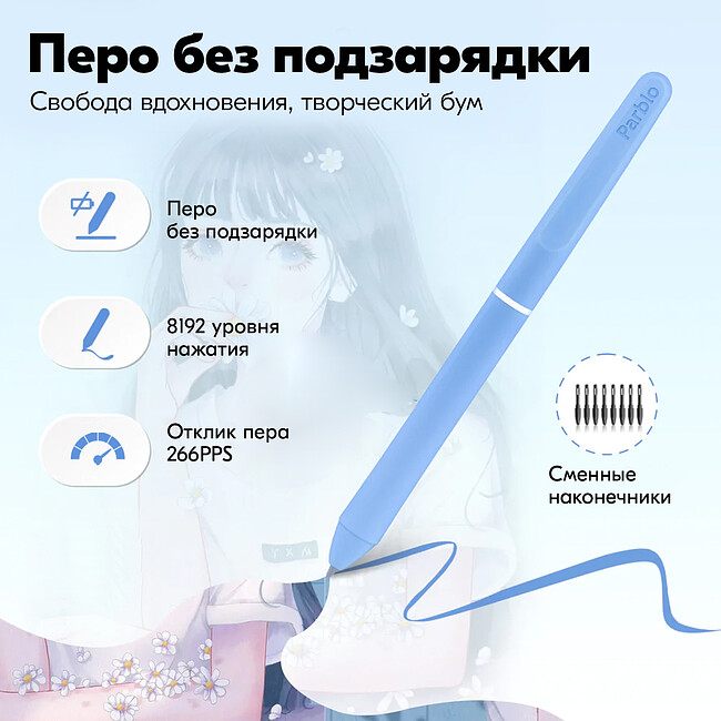 Графический планшет Parblo Ninos N4 Blue
