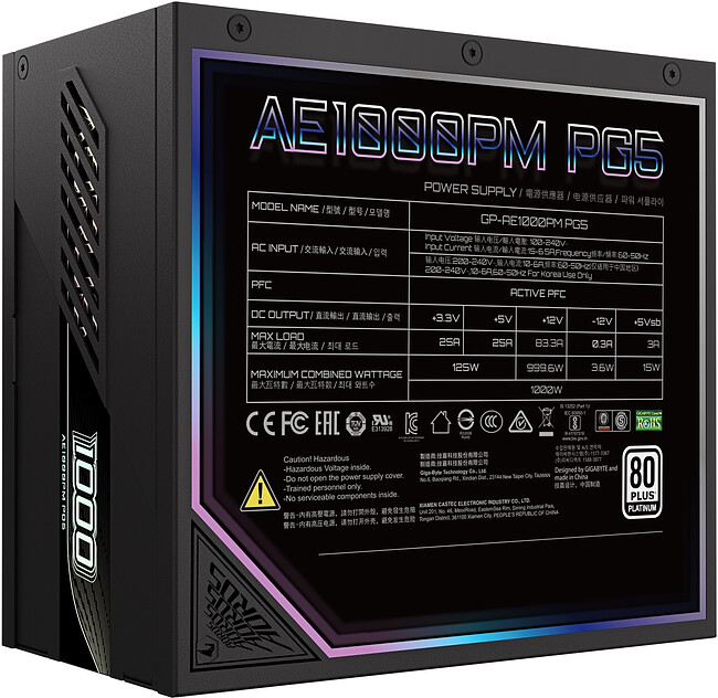 Блок питания Gigabyte ATX 1000W (GP-AE1000PM PG5)