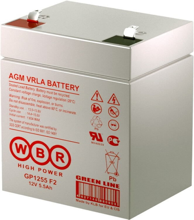 Аккумулятор для ИБП WBR GP1255 F2 Аккумулятор для ИБП WBR GP1255 F2