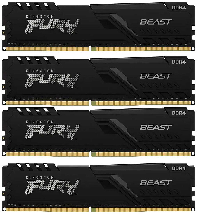 Оперативная память Kingston Fury Beast 4x16GB DDR4 PC4-25600 (KF432C16BB1K4/64)