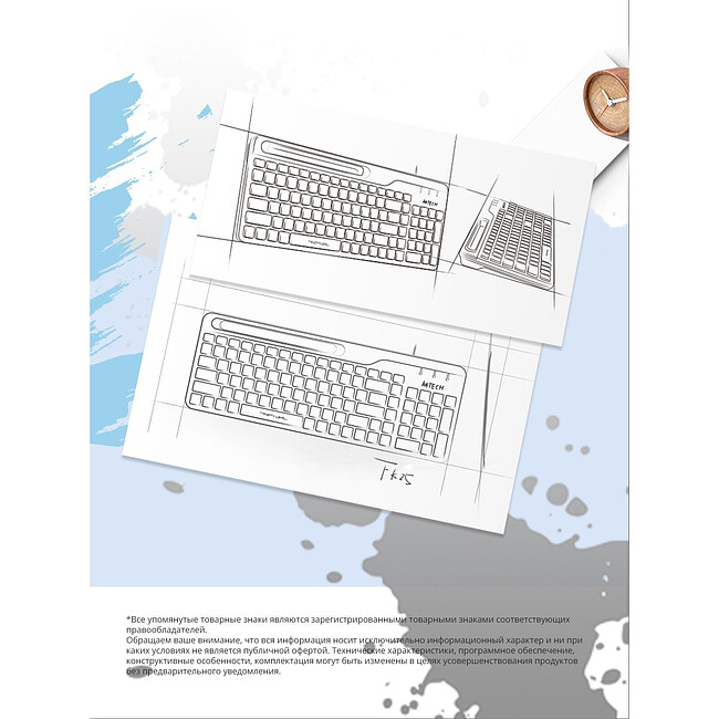 Клавиатура A4Tech Fstyler USB slim White белый/серый (FK25)