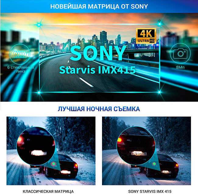 Автомобильный видеорегистратор TrendVision Hybrid Signature Real 4K черный
