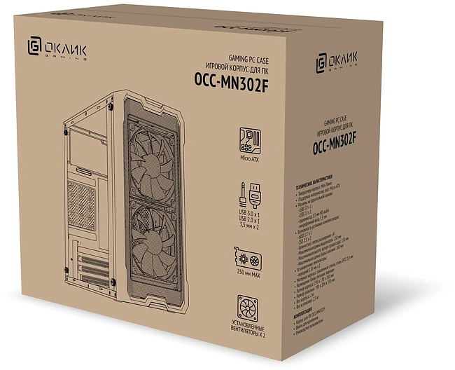 Корпус Oklick OCC-MN302F белый без БП