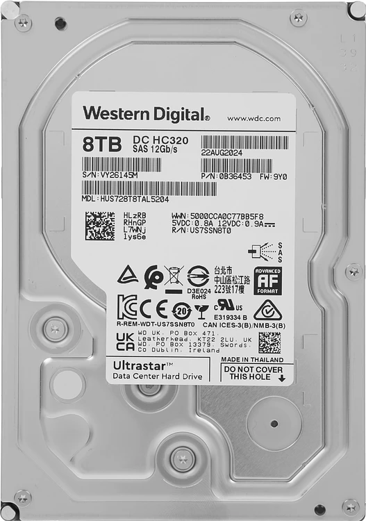 Жесткий диск WD Ultrastar DC HC320 8TB Bulk HUS728T8TAL5204 (0B36453)