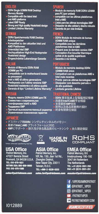 Оперативная память Patriot Viper Elite II 8GB PC4-28800 (PVE248G360C0)