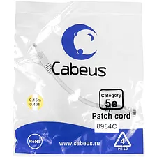 Патч-корд Cabeus PC-UTP-RJ45-Cat.5e-0.15m серый