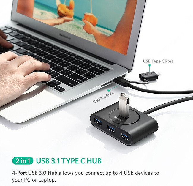 USB-хаб Ugreen CR113-40850 Black (40850)