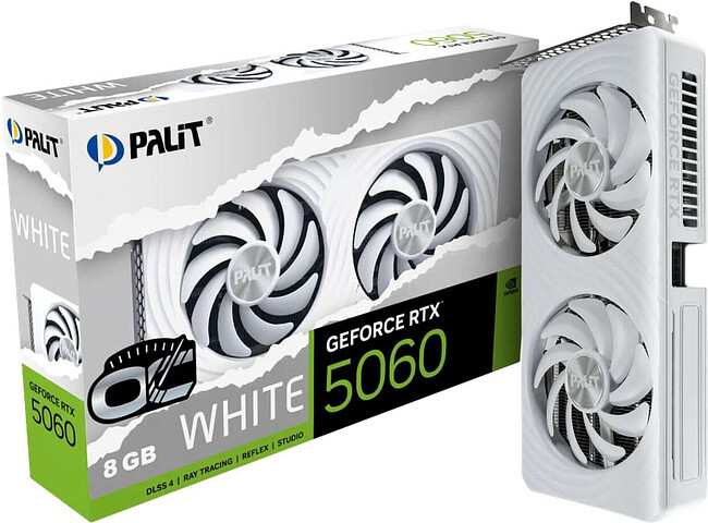 Видеокарта Palit GeForce RTX 5060 White OC 8GB GDDR7 (NE75060U19P1-GB2063M)