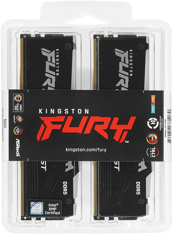 Оперативная память Kingston Fury Beast Black RGB DDR5 4x32GB (KF556C40BBAK4-128)