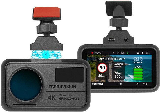 Автомобильный видеорегистратор TrendVision Hybrid Signature Real 4K черный