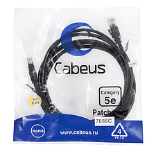 Патч-корд Cabeus PC-UTP-RJ45-Cat.5e-3m-BK черный