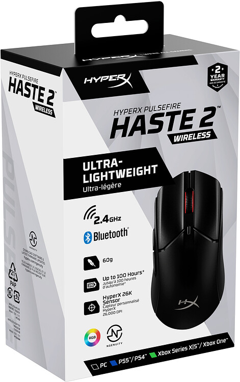 Мышь HyperX Pulsefire Haste 2 черный (6N0B0AA)