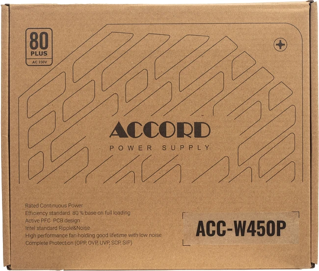 Блок питания Accord ATX ACC-W450P 80 Plus White 450W Black