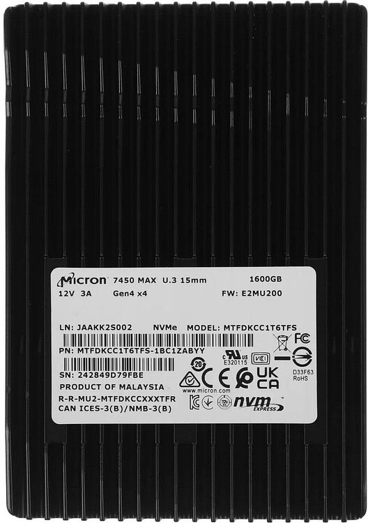 SSD диск Micron 7450 Max 1.6TB (MTFDKCC1T6TFS-1BC1ZABYY)