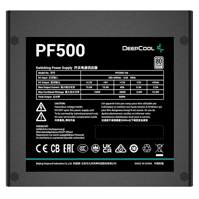 Блок питания Deepcool GAMERSTORM ATX 500W PF500 V2 Black (R-PF500D-HA0B-WDEU)