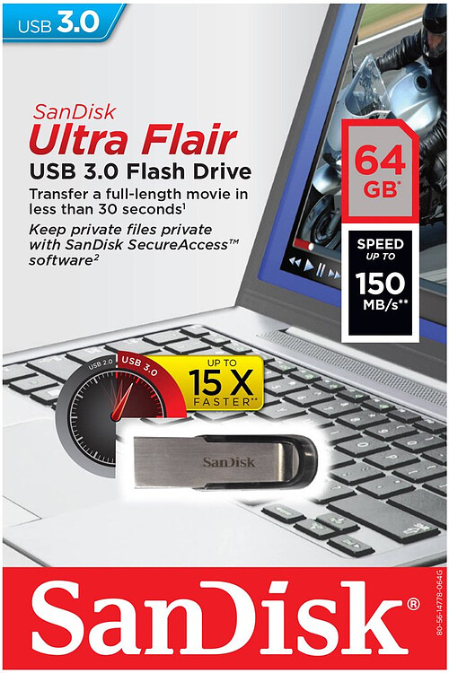 USB Flash-накопитель SanDisk Cruzer Ultra Flair CZ73 64GB (SDCZ73-064G-G46)