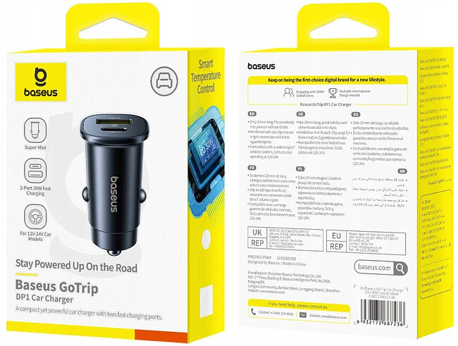Автомобильное зарядное Baseus BS-C15C1 GoTrip DP1 Car Charger C+U 30W Cosmic Black (C00072300123-00)