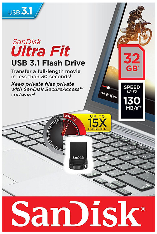 USB Flash-накопитель SanDisk ULTRA FIT 32GB черный (SDCZ430-032G-G46)