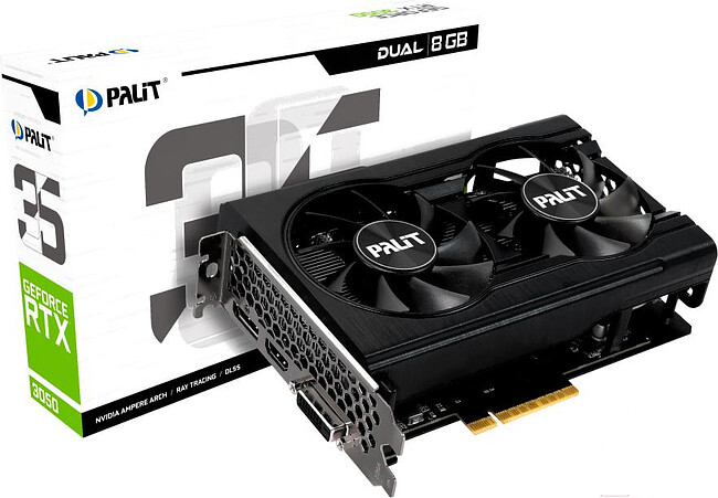 Видеокарта Palit GeForce RTX 3050 Dual 8GB (NE63050018P1-1070D)