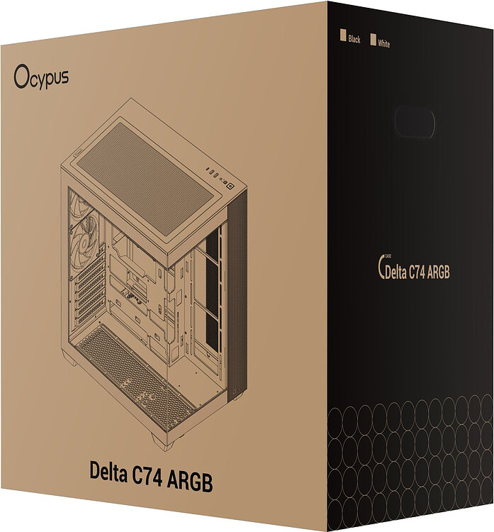 Корпус Ocypus Delta C74 BK ARGB без БП черный (Delta-C74-BKD200XX-GL)