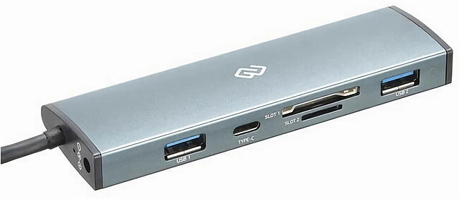 USB-хаб Digma HUB-2U3.0СCR-UC-G серый