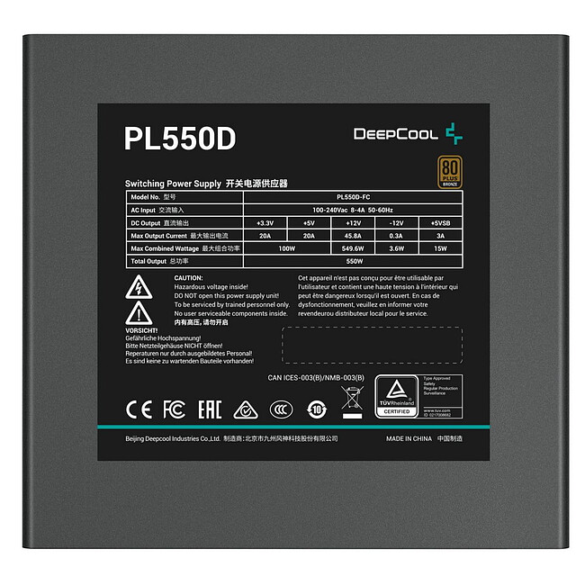 Блок питания Deepcool GAMERSTORM PL550D 550W Black (R-PL550D-FC0B-WDEU-V2)