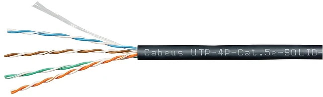 Кабель витая пара Cabeus UTP-4P-Cat.5e-SOLID-OUT-PE-UV черный