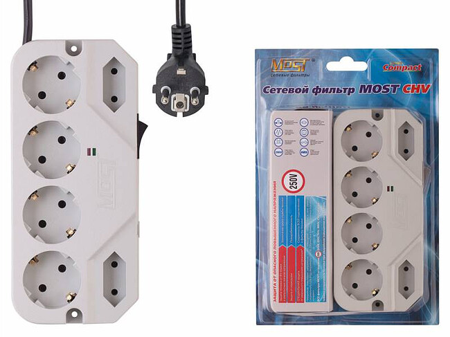 Сетевой фильтр Most СHV 2 м 6 розеток коробка белый