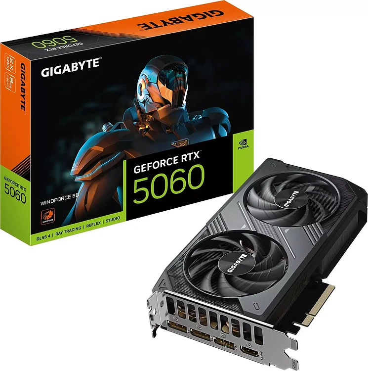 Видеокарта GigaByte GeForce RTX 5060 Windforce 8G GDDR7 (GV-N5060WF2-8GD)