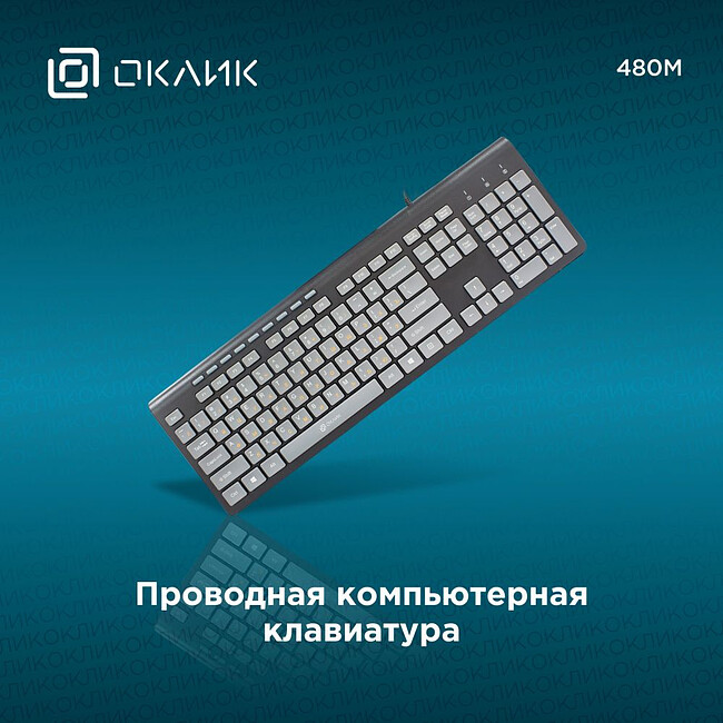 Клавиатура Oklick 480 M черный/серый (1067199)