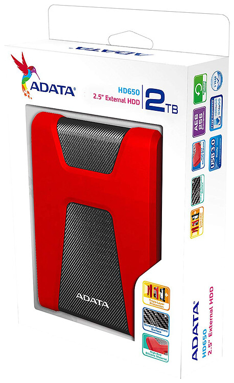 Внешний накопитель A-Data 2Tb AHD650-2TU31-CRD HD650 красный