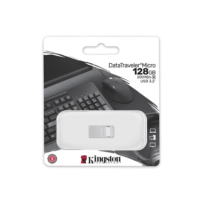 USB Flash-накопитель Kingston DataTraveler Micro 128Gb серебристый (DTMC3G2/128GB)