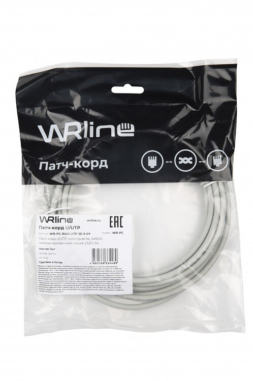Патч-корд WRline WR-PC-RJ45-UTP-5E-5-GY серый