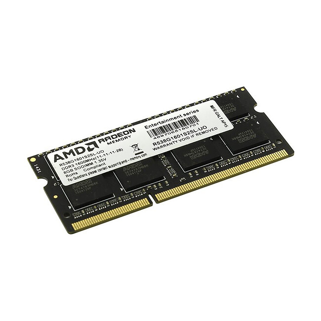 Оперативная память AMD 8GB DDR3 SO-DIMM PC3-12800 (R538G1601S2SL-U)