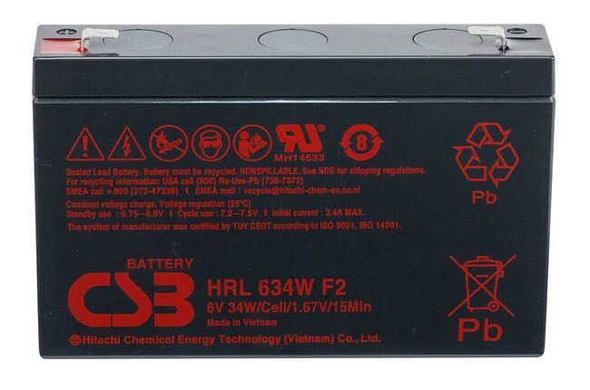 Аккумулятор для ИБП CSB 6V/9Ah (HRL 634W F2 FR) Аккумулятор для ИБП CSB 6V/9Ah (HRL 634W F2 FR)